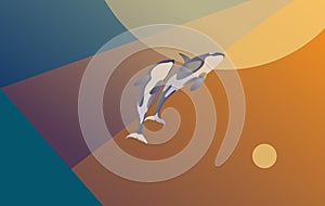 Vector logo of two killer whales,